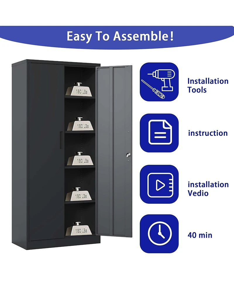 Boyel Living 72"H Metal Garage Storage Cabinet, Tall Cabinets for Garage Storage Systems Lockable File Cabinet for Home Office, Classroom/Pantry