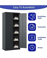 Boyel Living 72"H Metal Garage Storage Cabinet, Tall Cabinets for Garage Storage Systems Lockable File Cabinet for Home Office, Classroom/Pantry