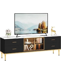 gaomonTV Stand with Led, Modern Entertainment Center 4 Drawers