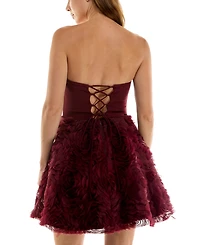 Seni & Cade Juniors' Strapless Lace-Up Back Mini Dress