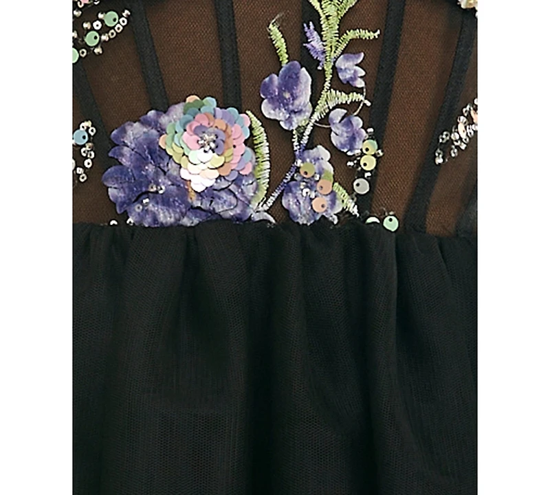 Seni & Cade Juniors' Embroidered Sweetheart Neck Mini Dress