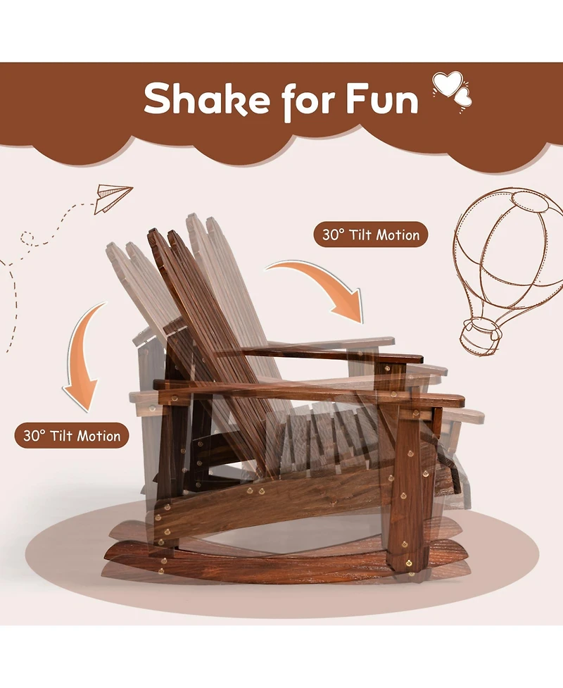 Gymax Adirondack Rocking Chair Kid Backrest Armrest Solid Wood