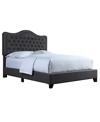 Boyel Living Modern Upholstered Bed Frame with Curved Tufted Headboard Platform Bed with Solid Wood Frame