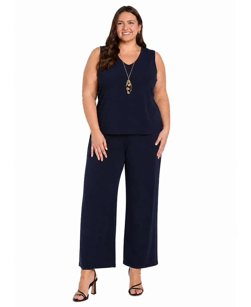 R & M Richards Plus Top, Pants, Jacket, 3-Piece Set