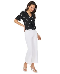 CeCe Women's Embroidered Ruffled Short-Sleeve Top
