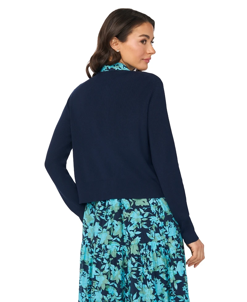 CeCe Women's Long-Sleeve Crewneck Rayon Cardigan