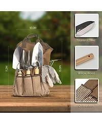 Xdovet Garden Tools Set Tote Apron Repotting Mat Stainless Steel Kit