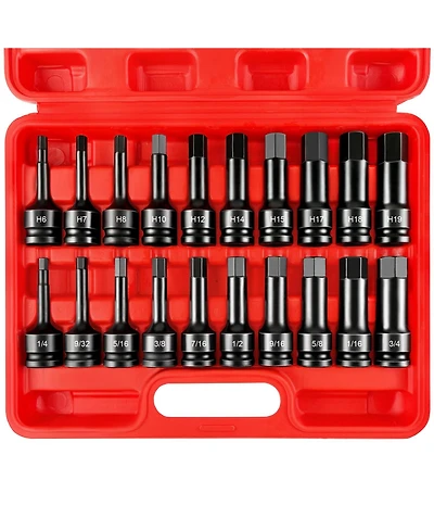 Xdovet Impact Hex Bit Socket Set 1/2inch Drive 20pc Sae Metric Cr-v