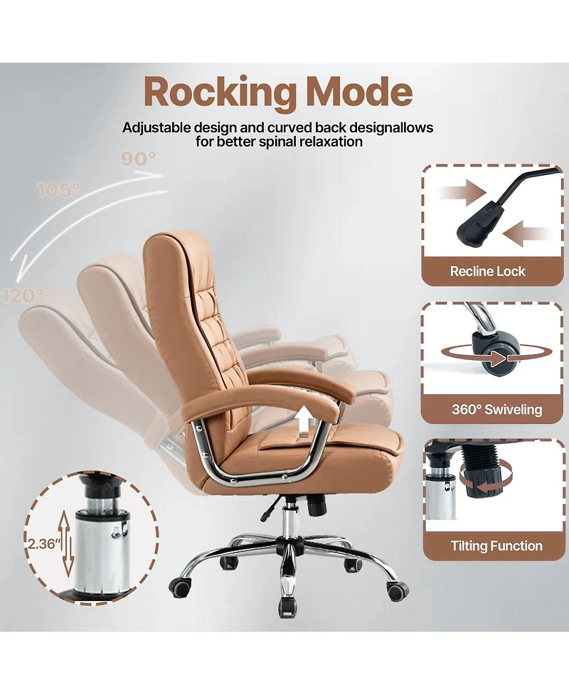 Streamdale Furniture Executive High Back Pu Leather Ergonomic Office Chair