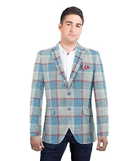 Elie Balleh Men's Slim Fit Plaid Sports Blazer