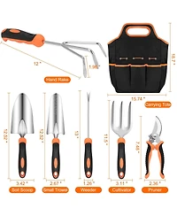 Xdovet Gardening Tool Set Stainless Steel Heavy Duty Rubber Grip Tote Bag