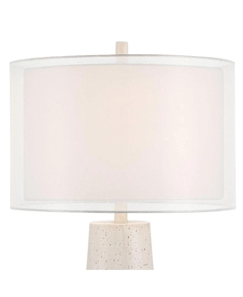 Possini Euro Design Travertine 31 1/2" Tall Large Modern End 3-Way Table Lamp Faux Marble Finish Single Living Room Bedroom