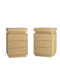 Streamdale Furniture (Set of 2) Led End Table with Usb-c Charging Station and 2 Drawers