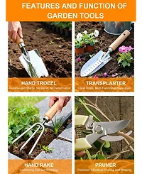 Xdovet Garden Tools Set Stainless Steel Wooden Handle Tote Bag Gloves Watering Can