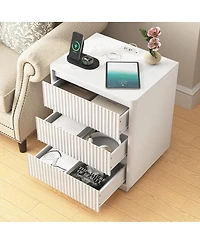 Streamdale Furniture (Set of 2) 3-Drawer End Table with Usb-c Charging Station