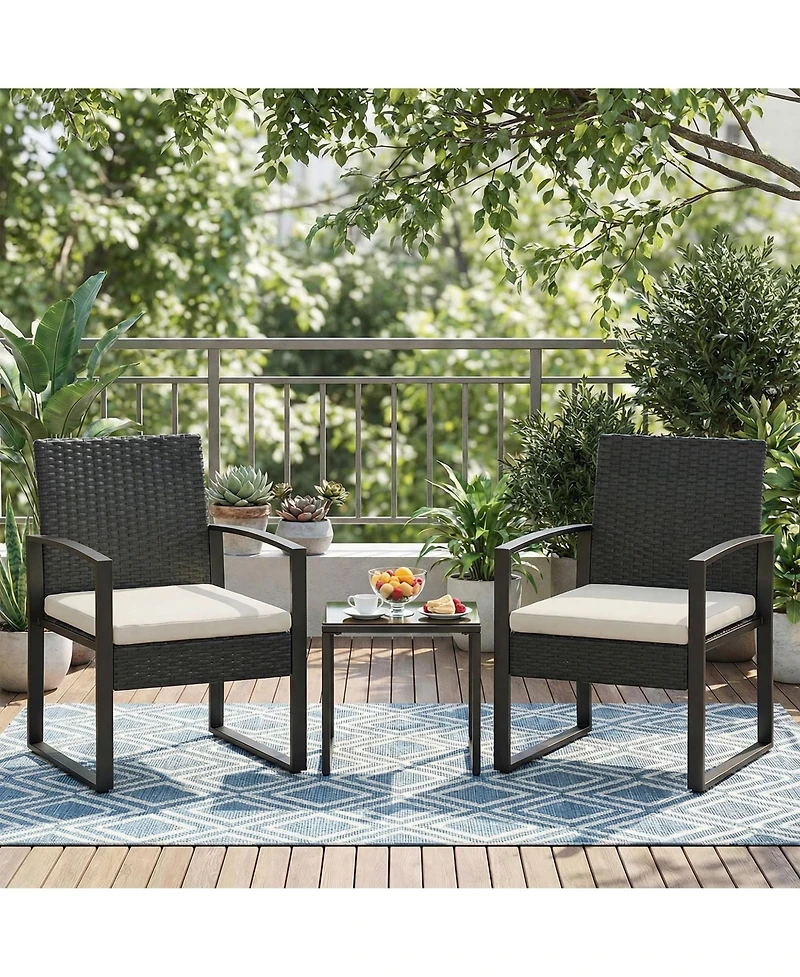 gaomon Adults Piece Patio Bistro Set, Iron Wicker Outdoor Seating.