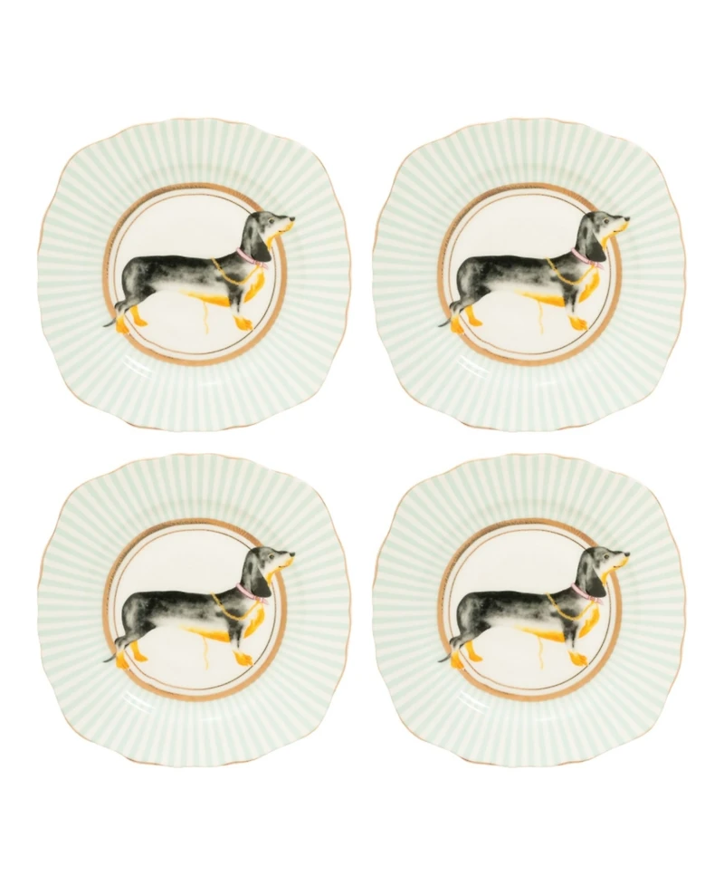 Yvonne Ellen Dog Cake Plates, Set of 4