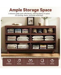 Clihome 60" W Modern 6-Drawer Storage Dresser Chest
