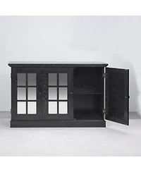 Sailvan 3 Mirrored Acrylic Door Storage Cabinet, Wide Sideboard with Adjustable Shelves