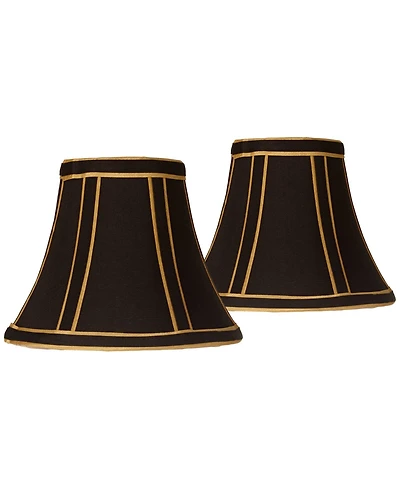 Springcrest Set of 2 Small Empire Lamp Shades with Trim 3" Replacement with Harp and Finial