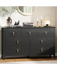 gaomon Fluted Dresser Modern Chest of Drawers, Storage Organizer Cabinet for Living Room, Hallway