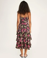Katia Rae Juniors' Floral Printed Sweetheart Neck Midi Dress