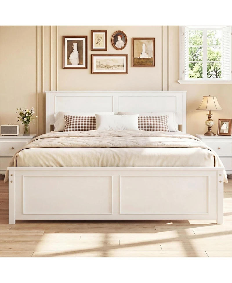 Slickblue Modern Platform Bed Frame with Wooden Headboard