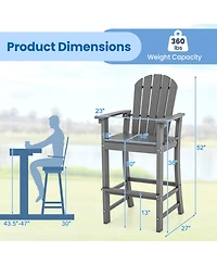 Sugift Set of 2 Counter Height Outdoor Hdpe Bar Stools with Armrests and Footrest