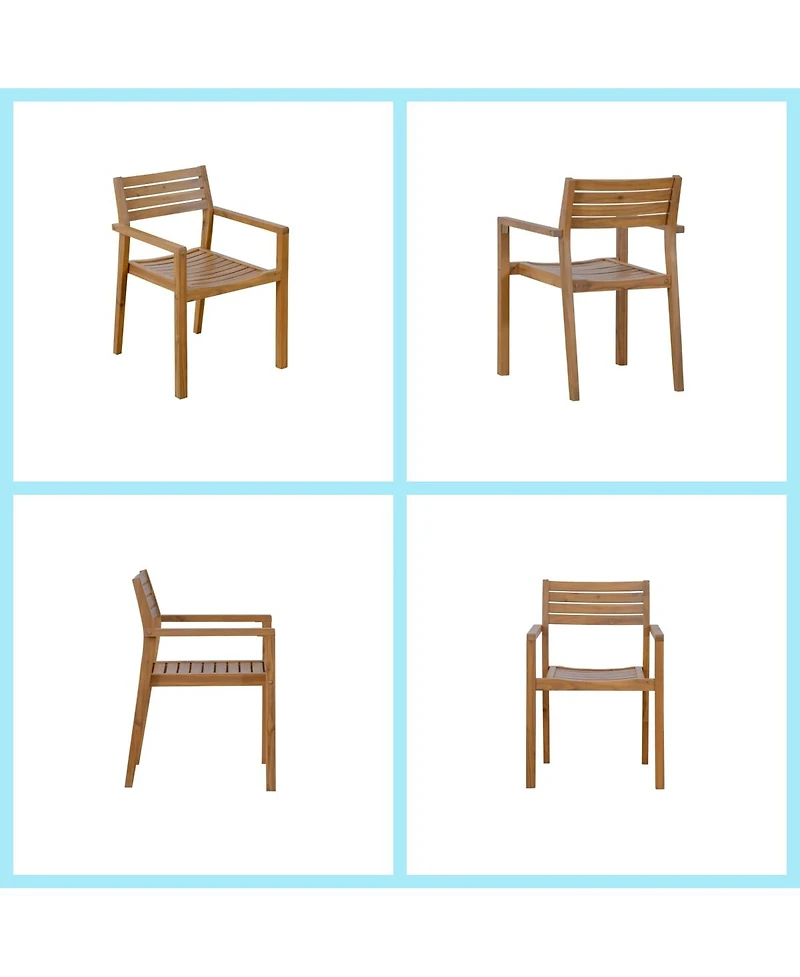 Asagikoiai 5-Piece Acacia Wood Outdoor Dining Set, 47.2" Round Patio Table with 4 Chairs