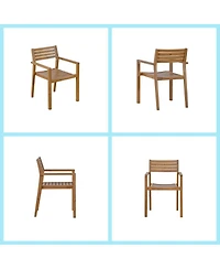 Asagikoiai 5-Piece Acacia Wood Outdoor Dining Set, 47.2" Round Patio Table with 4 Chairs