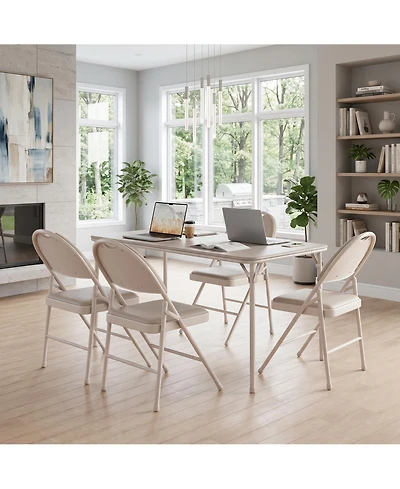 homfan 4 Pack Pu Leather Cushioned Folding Chairs with Ergonomic Wide Back and Reinforced Metal Frame