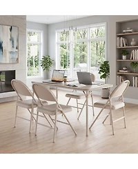 homfan 4 Pack Pu Leather Cushioned Folding Chairs with Ergonomic Wide Back and Reinforced Metal Frame