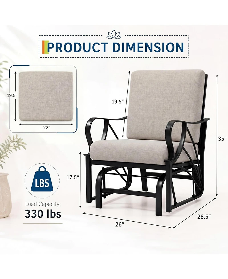 gaomon Set of 2 Outdoor Glider Rocking Chair, Glider Swing Chair for Garden, Yard, Lawn, Patio Rocker