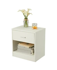 gaomon Nightstand, Modern Wood Bedside Table with Drawer and Open Shelf, 15.35" x 11.02" x 16.14", Storage End Table Cabinet