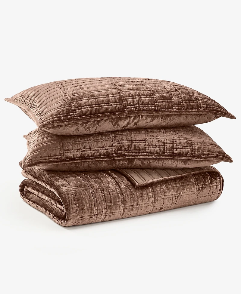Hotel Collection Bevel Velvet Quilted 3-Piece Coverlet Set, Full/Queen, Macy's Exclusive
