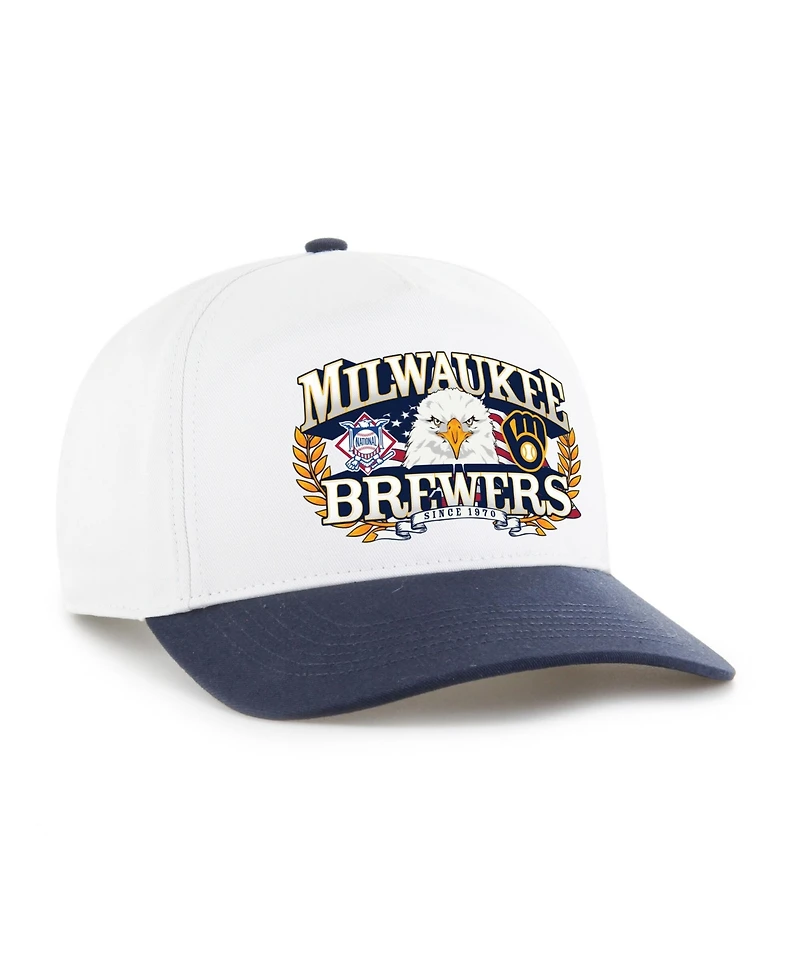 '47 Brand Men's White, Navy Milwaukee Brewers Americana Eagle Hitch Adjustable Hat