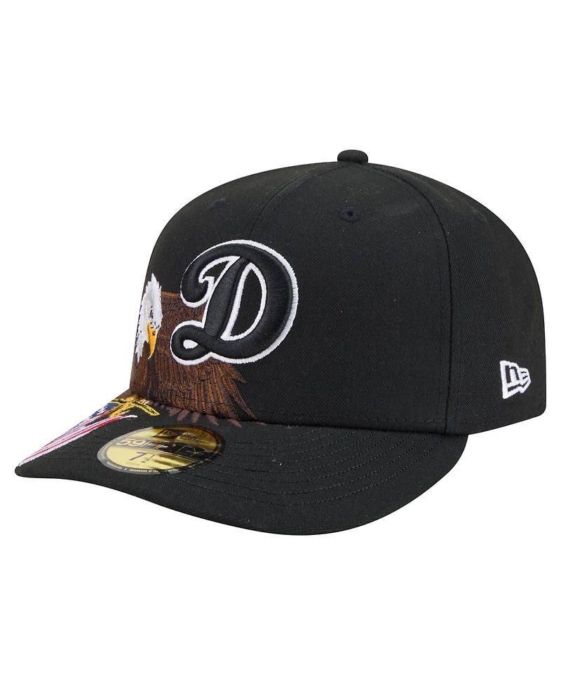 New Era Men's Black Los Angeles Dodgers Americana Bald Eagle Pre-Curved 59FIFTY Fitted Hat