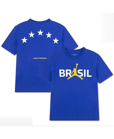 Jordan Big Boys and Girls Royal Brazil National Team 5-Star Logo T-Shirt