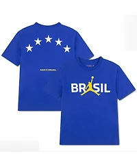 Jordan Big Boys and Girls Royal Brazil National Team 5-Star Logo T-Shirt