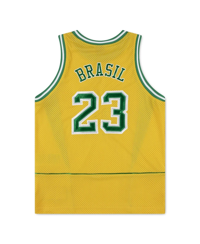 Jordan Big Boys and Girls Yellow Brazil National Team Mesh Basketball Fashion Jersey