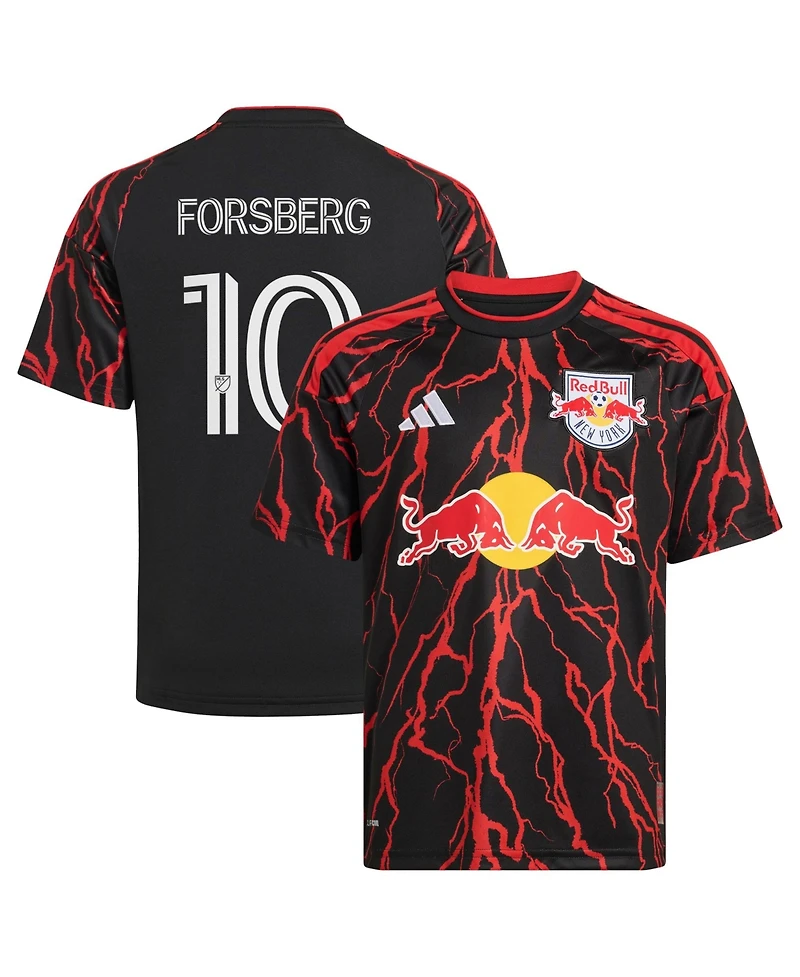 Adidas Big Boys and Girls Emil Forsberg Black New York Red Bulls 2026 The Rooted Kit Replica Jersey