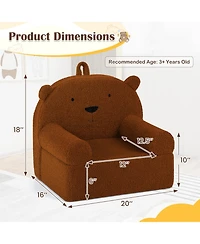 Slickblue Toddler Foam Couch with Bear Design and Soft Fleece Fabric Cover