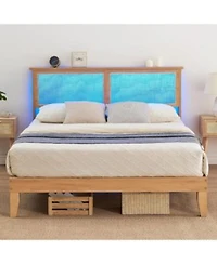 Gaomon Full Size Rattan Bed Frame Space Saving For Living Room Guest Room