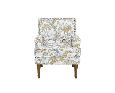 Casainc Footrest Chair Set with Vintage Brass Studs, Button Tufted Upholstered Armchair