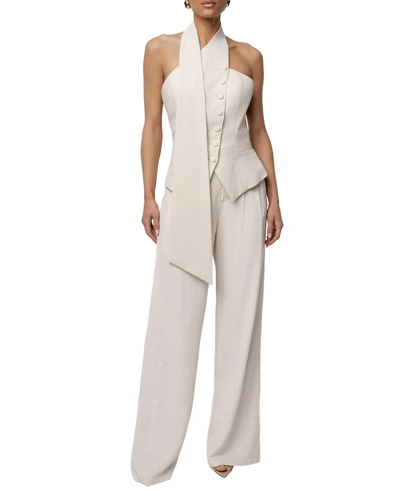 Jluxlabel Women's Oatmeal Asymmetric Scarf Top
