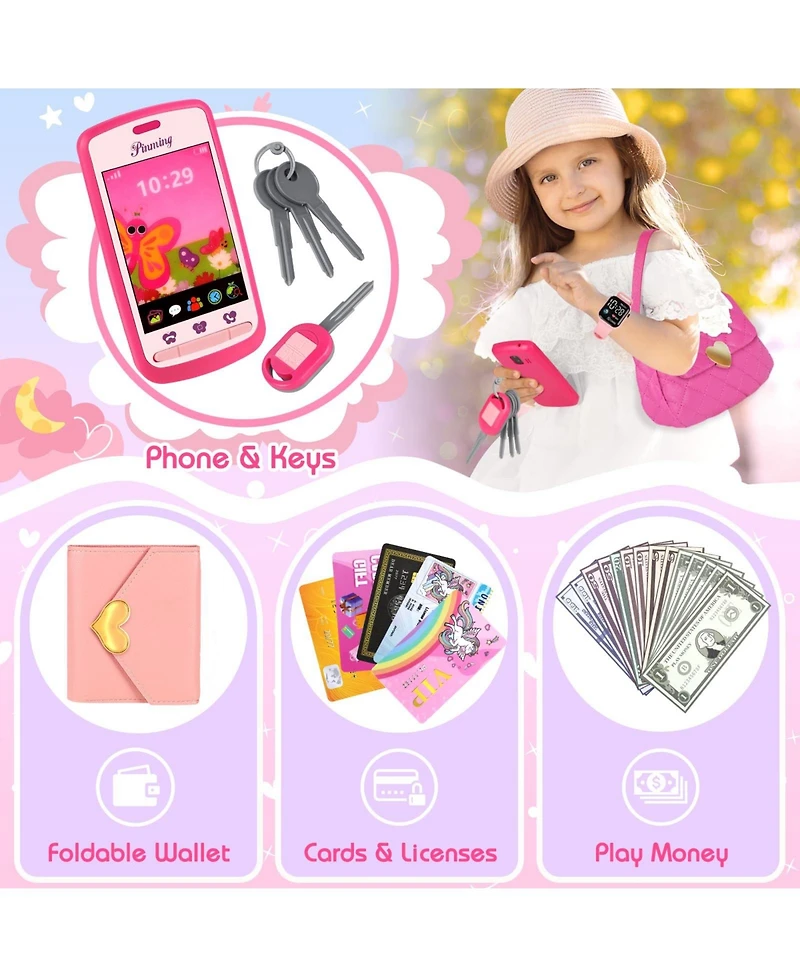 Gnuadz Play Purse Wallet Phone Makeups Girl Gifts 3-6 Year Old