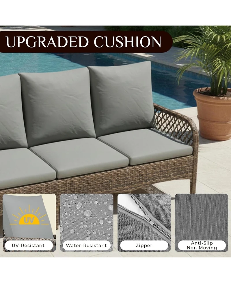Aecojoy Patio Furniture Set Seats 7 Outdoor Sectional Sofa Couch