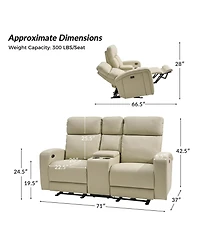 Hulala Home Basit 71" Modern Power Zero Gravity Theater Seating Recliner Sofa with Storage Armrest And Cup Holders