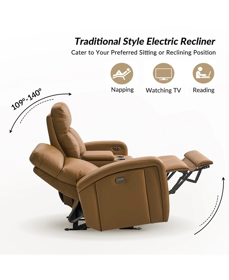 Hulala Home Basit 71" Modern Power Zero Gravity Theater Seating Recliner Sofa with Storage Armrest And Cup Holders
