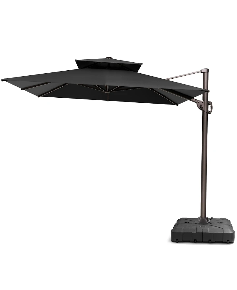 Pellebant Outdoor Patio Double Top 9X12Feet Aluminum Cantilever Umbrella With Wheel Base